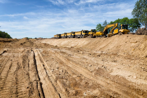istock Road construction machinery on the construction of  a new  highway 1455479399