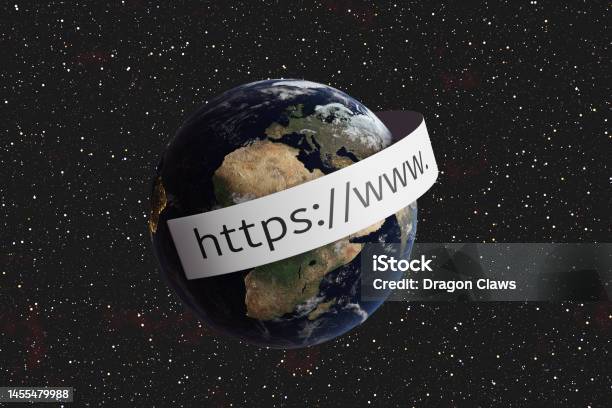 Realistic Earth Wrapped With A Paper Slip Showing Https And Www On Galaxy Background Illustration Of The Concept Of The Internet Www And Ssl Secured Web Connection Stock Photo - Download Image Now