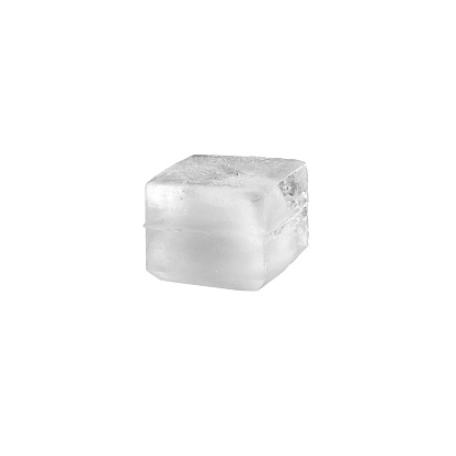 Studio shot of a real ice cube on white background