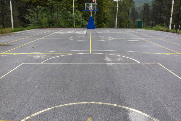 istock Playground surface with yellow and white lines 1455480952