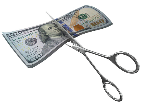 Finance crisis business money dollar cut scissors