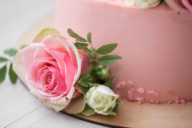 istock Wedding cake with fresh flowers. 1455484653