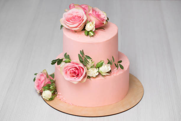 istock Wedding cake with fresh flowers. 1455484757