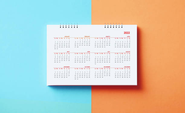 istock 2022 Calendar On Blue And Orange Background 1455486045