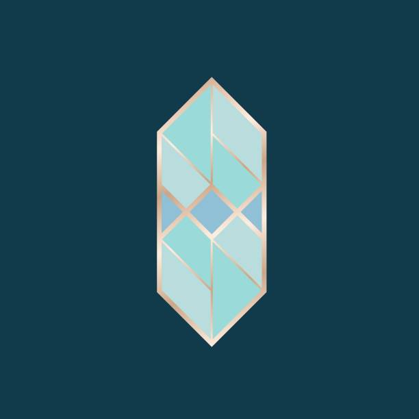 istock Geometric logo emblem. Boutique rhombus gem stone icon isolated on dark background. 1455488053