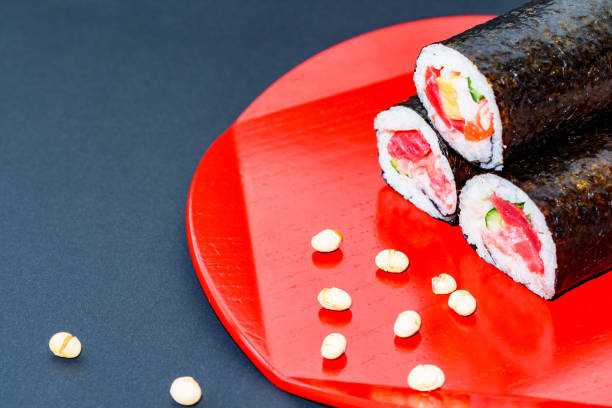 Sushi with salmon roe.