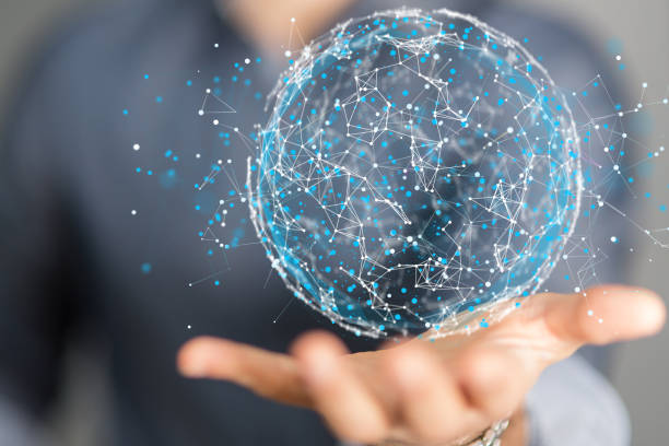 istock Male displaying a global network blockchain - neural networks and artificial intelligence concept 1455492180
