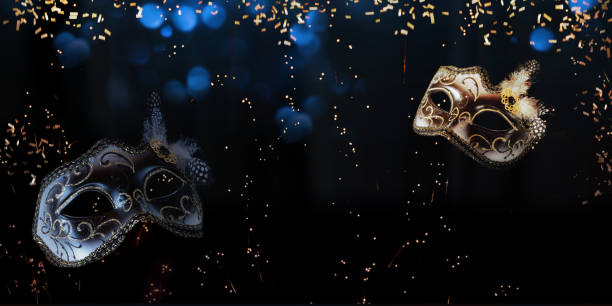 istock Venetian carnival mask on festive background 1455499449