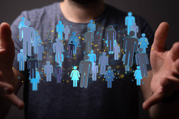 istock Male hand silhouette showing a digital organization network 1455506133