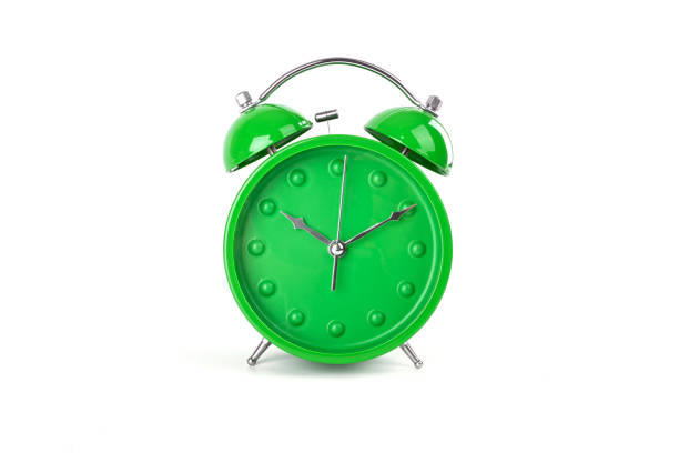 istock Green alarm clock on white background or isolated 1455507034