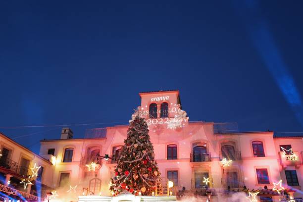 Qinhuangdao, China – December 17, 2022: Christmas castle and lighting ceremony in Aranya