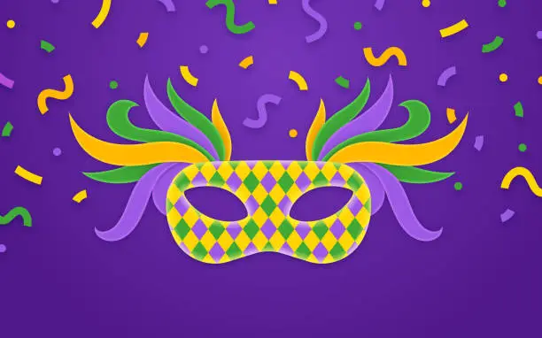 Vector illustration of Mardi Gras Carnival Celebration Confetti Party Background