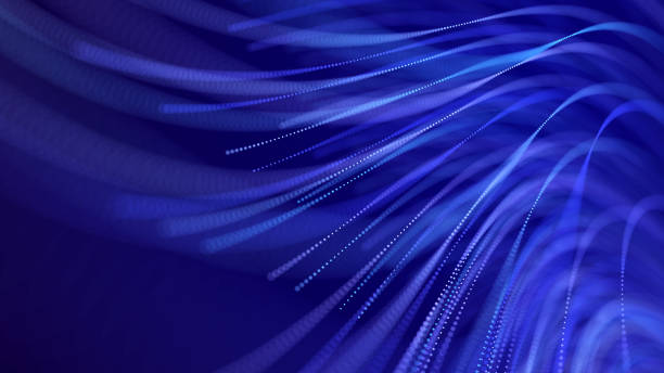 istock Digital background with movement of glowing particles. Complex technologies of big data. 3D rendering. 1455516495