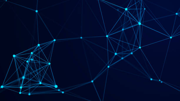 istock Distribution of lines and points in space. Digital background of data network connection. 3D rendering. 1455516530