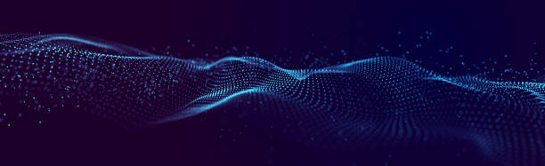 istock Abstract digital data background. Wave with moving dots. Musical stream of sounds. 3D rendering. 1455516540