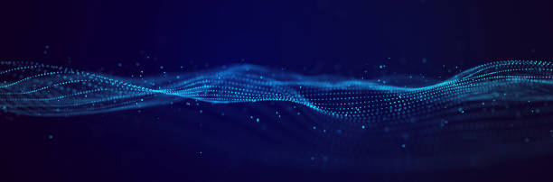 istock Abstract wave of dots in blue and purple tones. Equalizer for music. 3D rendering. 1455516594