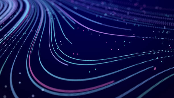 istock Digital background with movement of glowing particles. Complex technologies of big data. 3D rendering. 1455516611