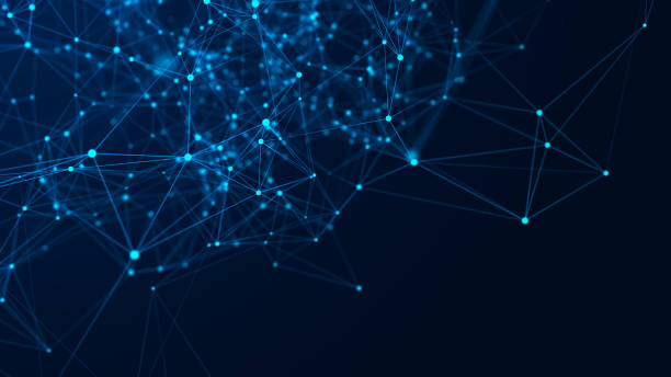 istock Electronic block of information dissemination. The movement of triangular figures in a structural connection. 3D 1455516772