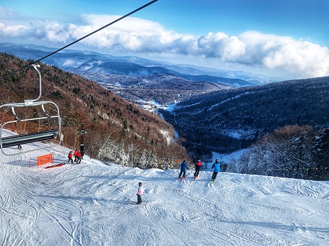 Cloudy day and great view at Killington Ski Resort, Vermont, New England