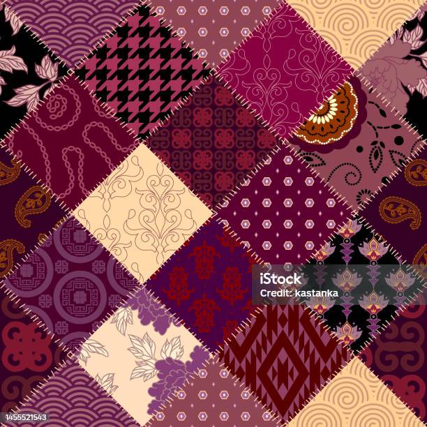 Patchwork Textile Pattern Seamless Quilting Design Background Stock ...