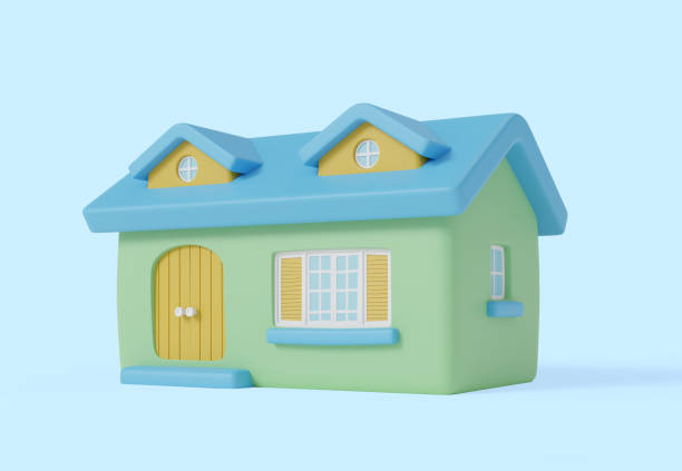 istock Cartoon style colorful cute green house 3d render 1455524093