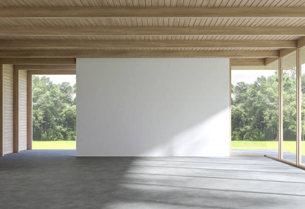 istock Modern contemporary loft empty room with nature view 3d render 1455524100