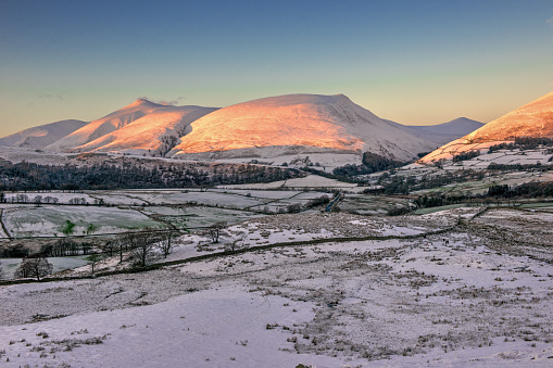 Taken at Low Rigg during sunset looking towards Latrigg, Skiddaw and Lonscale Fell.