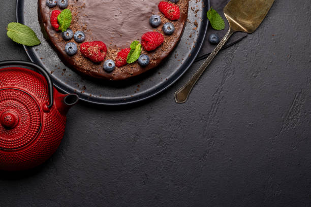 istock Chocolate cake dessert with fresh berries 1455526090