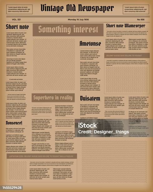 Vintage Newspaper News Articles Newsprint Magazine Old Design Brochure  Newspaper Pages Paper Retro Journal Vector Grunge Template Stock  Illustration - Download Image Now - iStock