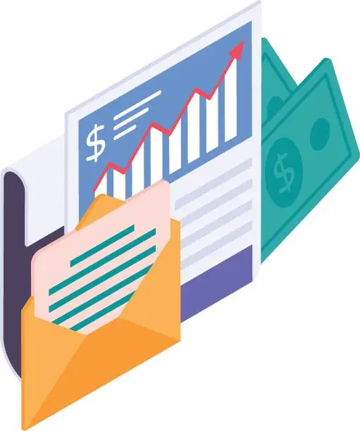 Vector illustration of Credit banking Journal isometric Concept, Letter of Credit Vector Icon Design, Business Finance Symbol, Treasury and Capital Budget Sign, Financial Planning, Analysis and Control stock illustration