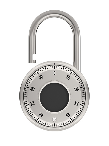 Open combination padlock on white background. Isolated 3d illustration