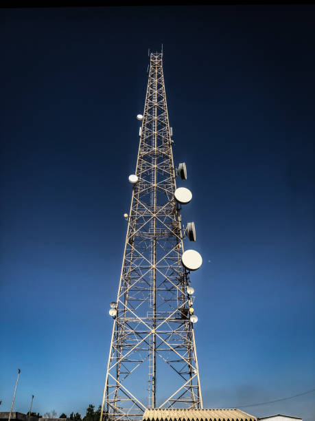 Antenna, BTS, microwave, repeater, base station, IOT. Technology concept in internet and mobile communication