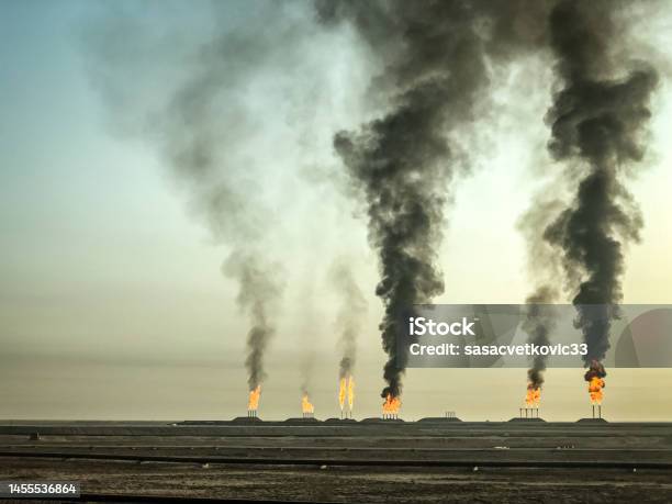 Air Pollution Black Smoke Coming Out Stock Photo - Download Image Now - Iraq, Fracking, Abstract