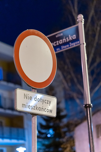 Poznan, Poland – December 04, 2021: A traffic sign 
