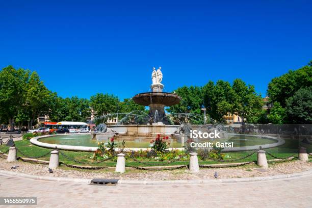 The Fontain De La Rotonde With Three Sculptures Of Female Figures Presenting Justice In Aixenprovence France Stock Photo - Download Image Now