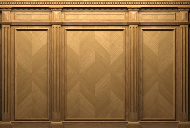 istock Classic wall with vintage brown wood panels 1455552271