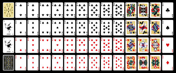 Playing cards, full deck Playing cards, full deck playing poker stock illustrations