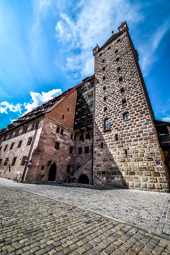 Low Angle View Of Nassauer Haus Tower In Nuremberg, Germany