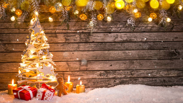 istock Christmas Still Life with Snowflakes Falling 1455558248