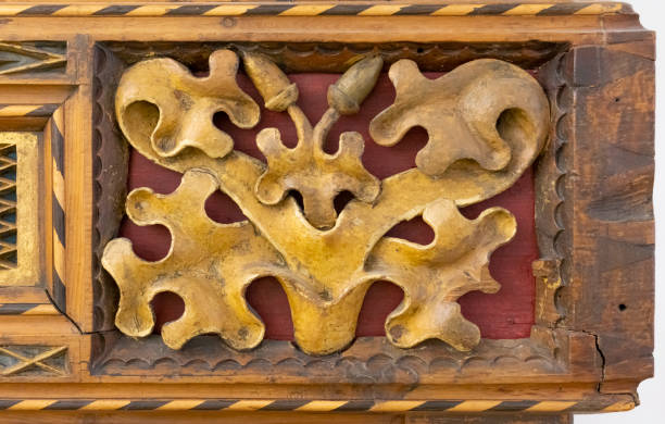 Saint-Chef, Isere, France: A close-up of a door carving on the Église Saint-Theudère de Saint-Chef, a romanesque church founded in the 10th or 11th century.