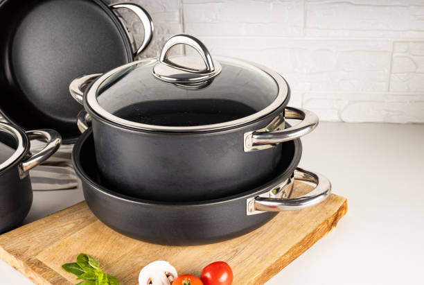 istock Angle shot of a cooking pot on a white surface. 1455559882