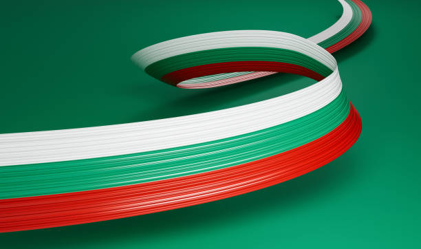 istock Bulgaria flag, 3d illustration on a Green background 1455560000