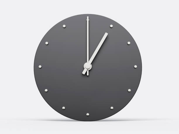 istock Simple clock gray 1 One o clock. Modern Minimal Clock. 3D illustration 1455560096