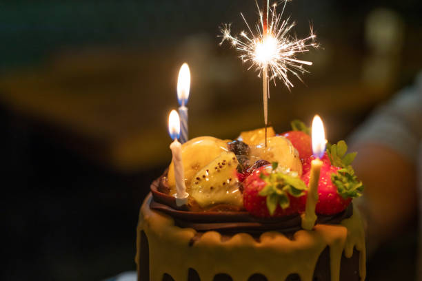 istock Birthday cake with candle 1455561104