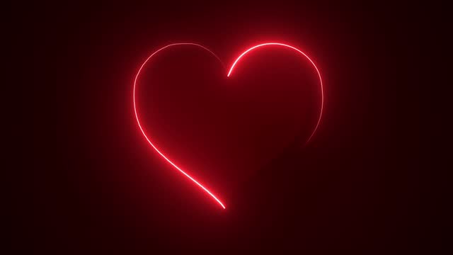 Neon Red Heart Loop Valentines day Valentines card