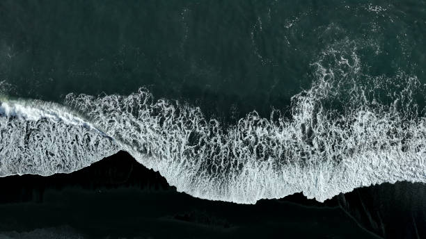 istock Beautiful aerial view of black beach. 1455562048