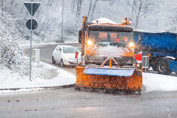 istock Snow plow truck - heavy snowfall 1455562314