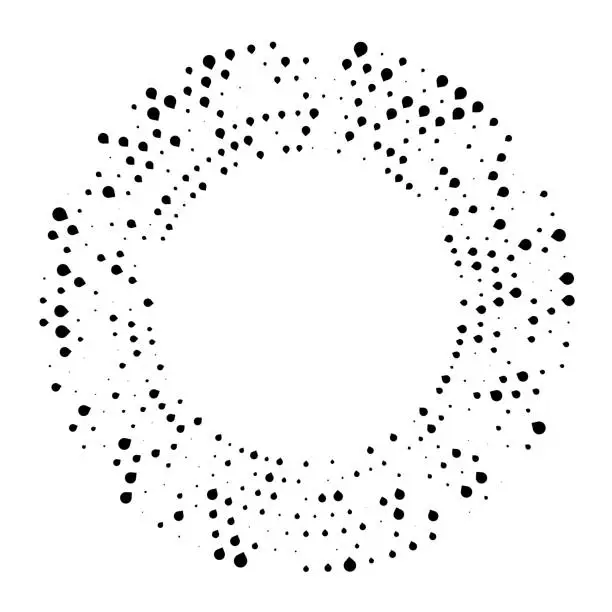 Vector illustration of Semi random drops in circular pattern around copy space