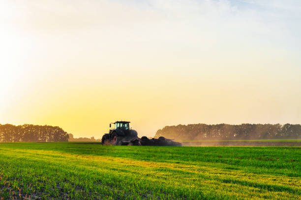 istock tractor plows the ground in the spring in the field before planting grain 1455575680