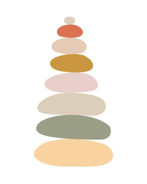 Zen stones cairns simple abstract flat style vector illustration, relax, meditation and yoga concept, boho colors stone pyramid for making banners, posters, cards, prints, wall art Zen stones cairns simple abstract flat style vector illustration, relax, meditation and yoga concept, boho colors stone pyramid for making banners, posters, cards, prints, wall art cairn stock illustrations